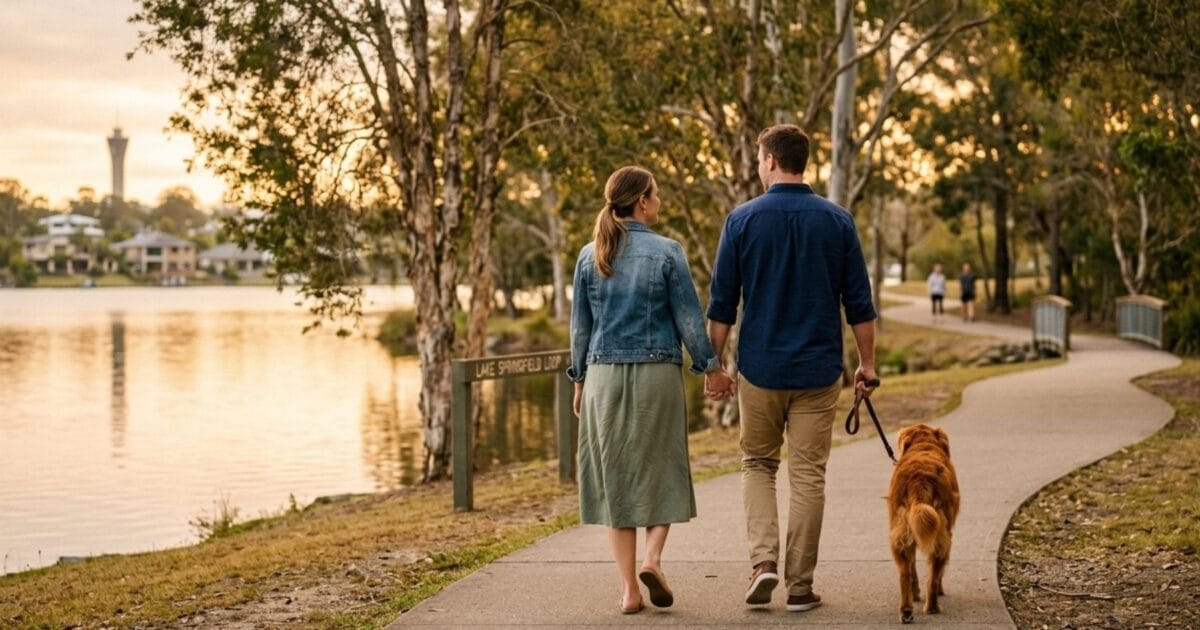 ot couple walking around springfield lake